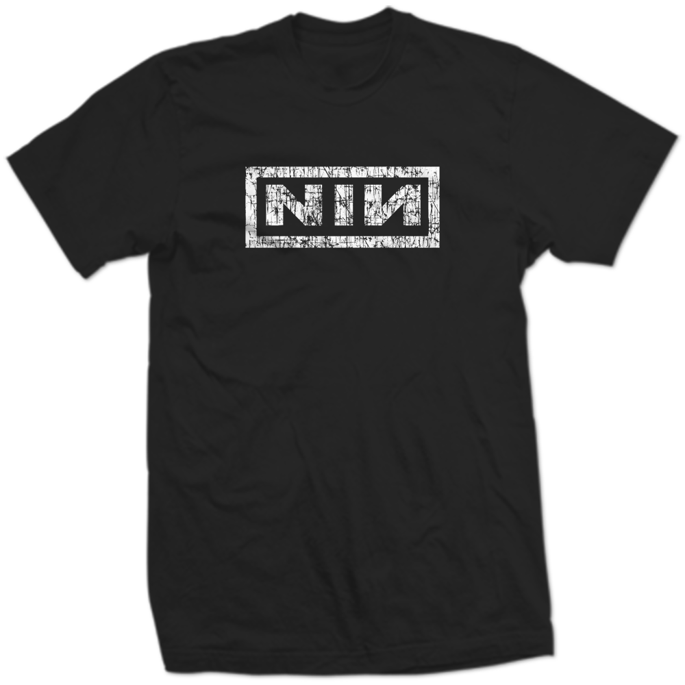 Nine Inch Nails Black Distressed Logo Shirt Industrial Rock NIN Graphic Tee Shirt