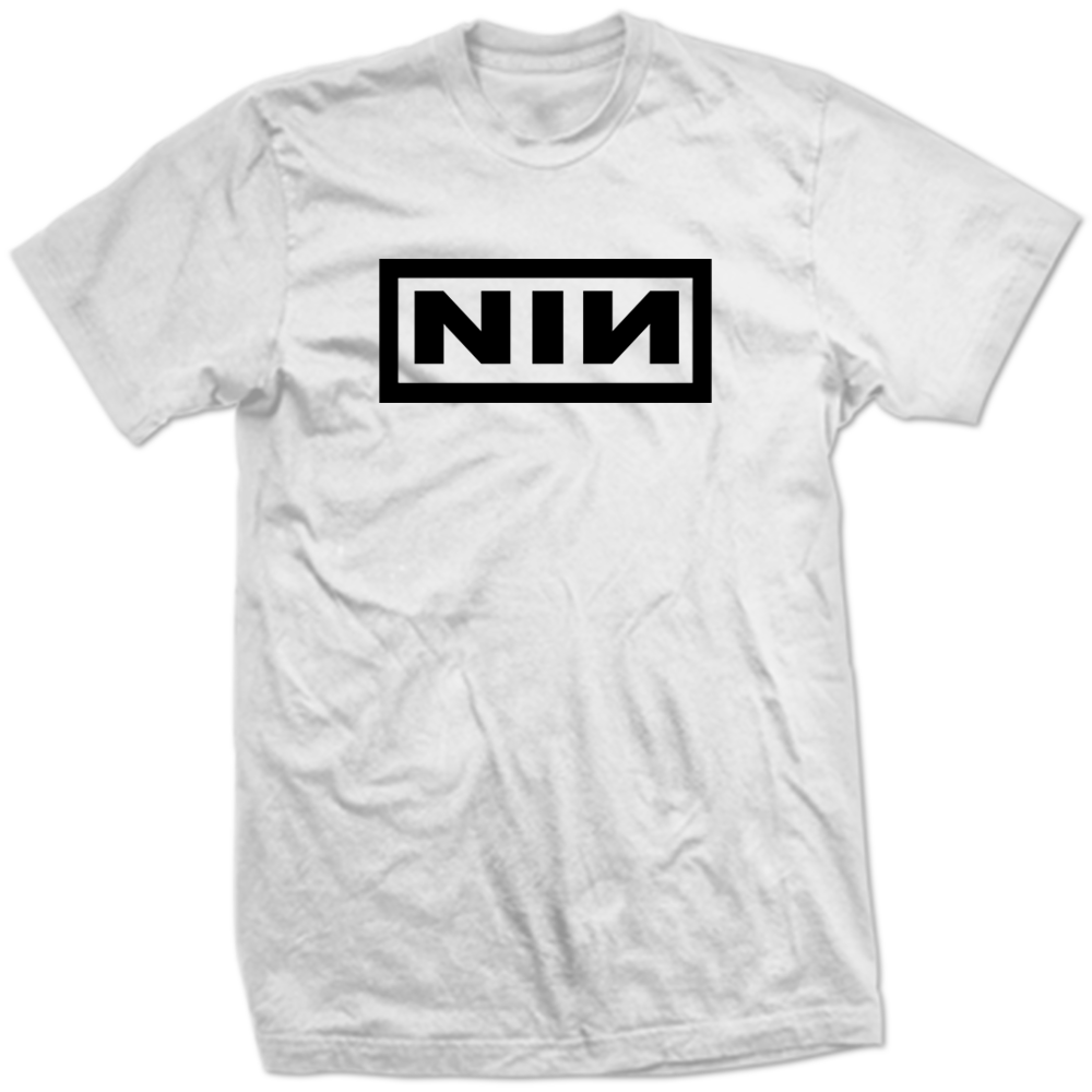 Nine Inch Nails White Classic NIN Logo Shirt Industrial Rock Graphic Tee Shirt
