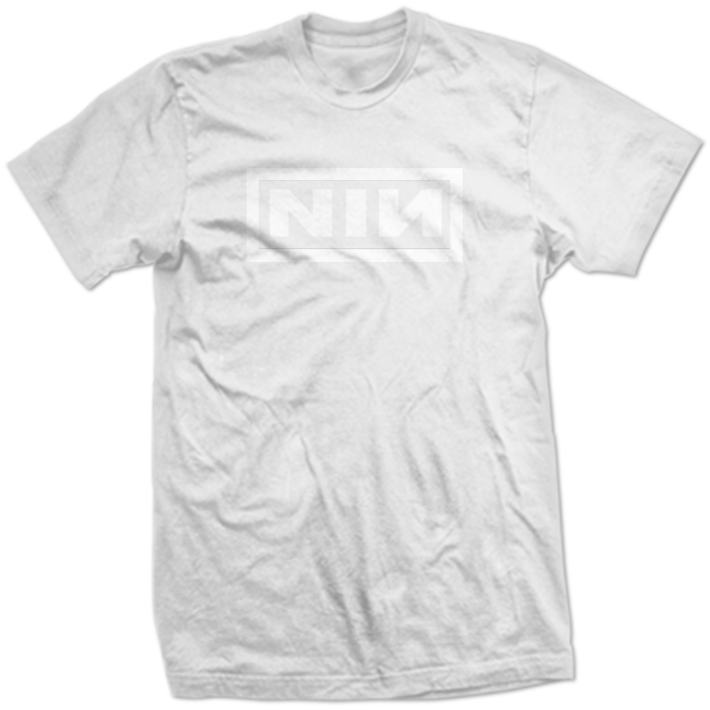 Nine Inch Nails White on White NIN Logo Shirt Subtle Stealth Industrial Rock T Shirt