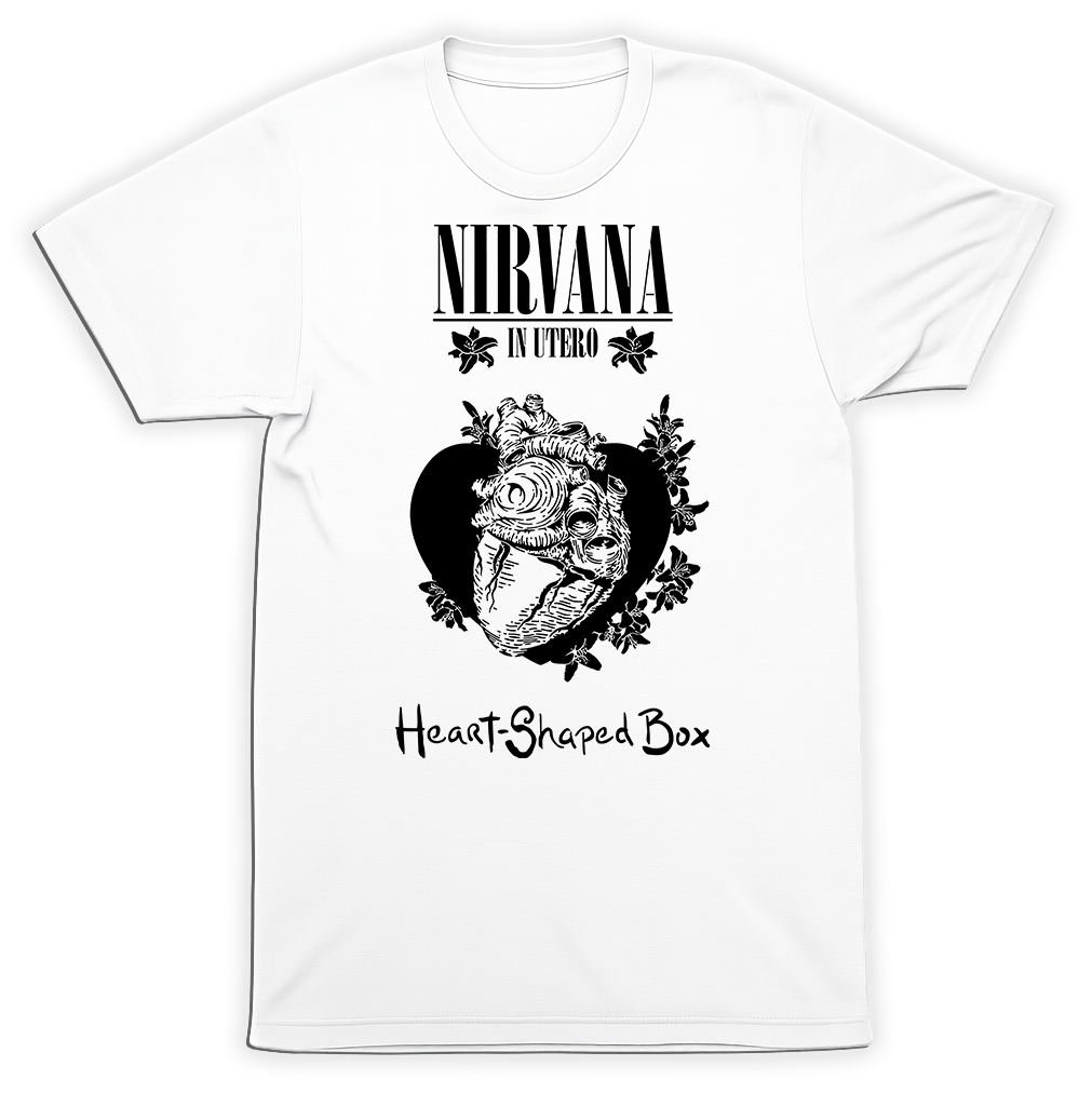 Nirvana Heart Shaped Box T-Shirt In Utero Logo Grunge 90s Alternative Rock Tee