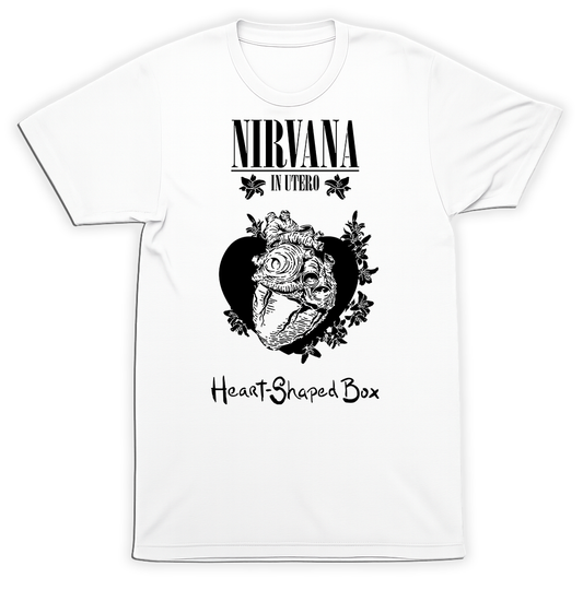 Nirvana Heart Shaped Box T-Shirt In Utero Logo Grunge 90s Alternative Rock Tee