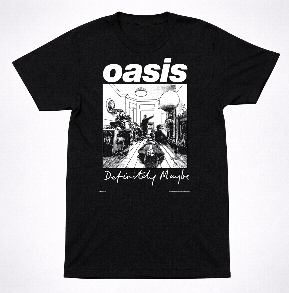 Oasis Definitely Maybe T-Shirt Album Art Britpop 90s Rock Band Black Tee