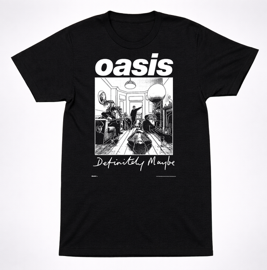 Oasis Definitely Maybe T-Shirt Album Art Britpop 90s Rock Band Black Tee