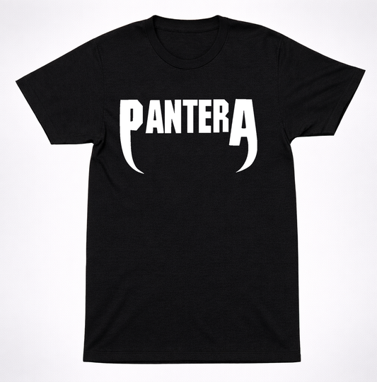 Pantera Fanged Logo Teeth Black T-Shirt Classic Groove Metal Band Graphic Tee