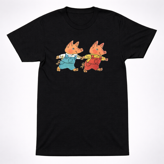 Richard Scarry Pig Twins Shirt Kids Book Cartoon Pig Brothers Character Tee