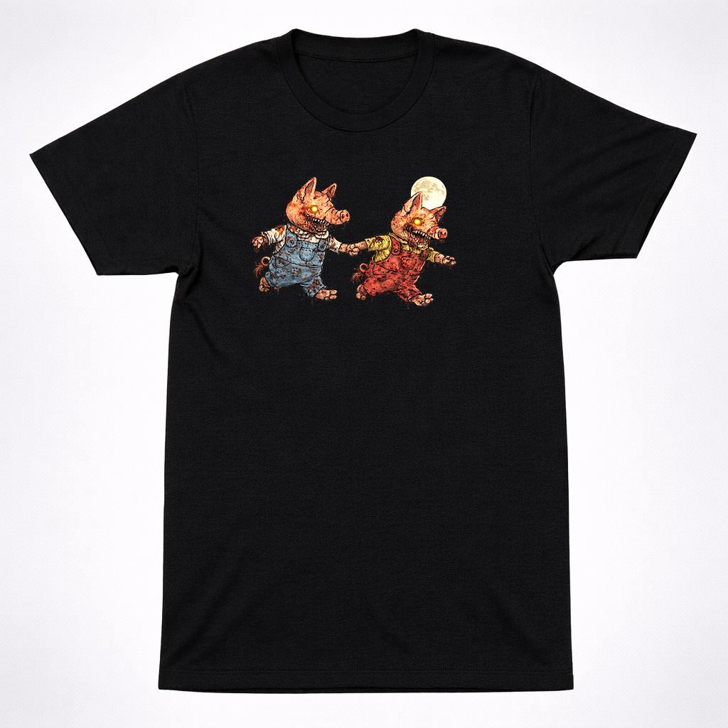Horror Richard Scarry Pig Twins Shirt Creepy Kids Book Pig Brothers Tee