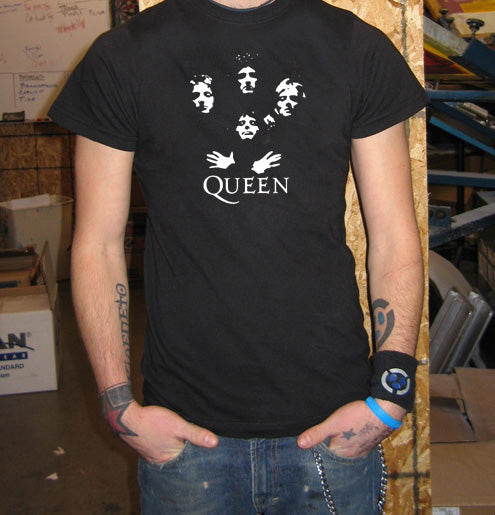 QUEEN freddy mercury classic rock band retro BW SHIRT