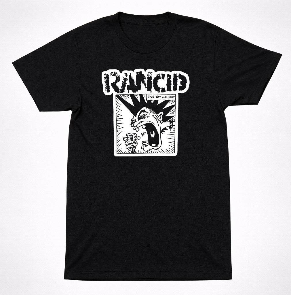 Rancid Give em the Boot Logo Black T-Shirt Punk Rock Band Graphic Tee