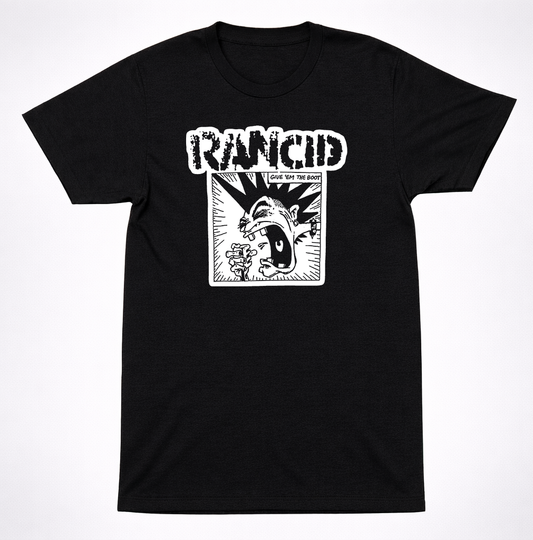 Rancid Give em the Boot Logo Black T-Shirt Punk Rock Band Graphic Tee