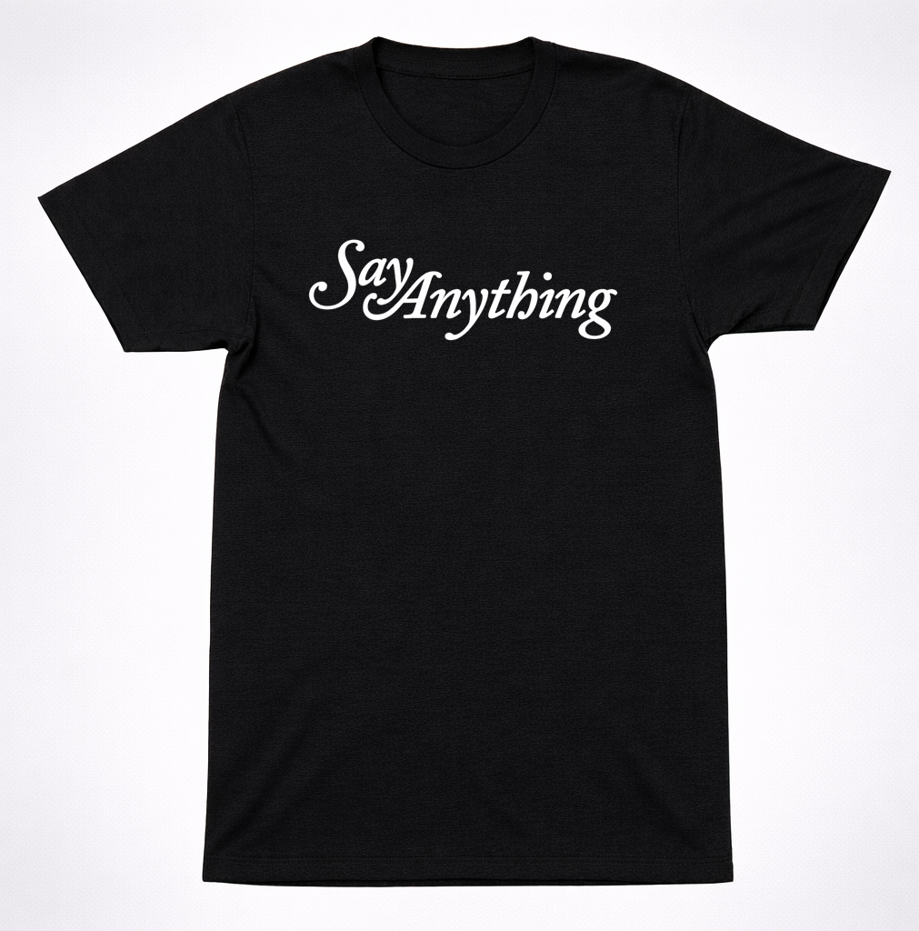 Say Anything Classic Script Logo T-Shirt Emo Pop Punk Indie Rock Band Tee