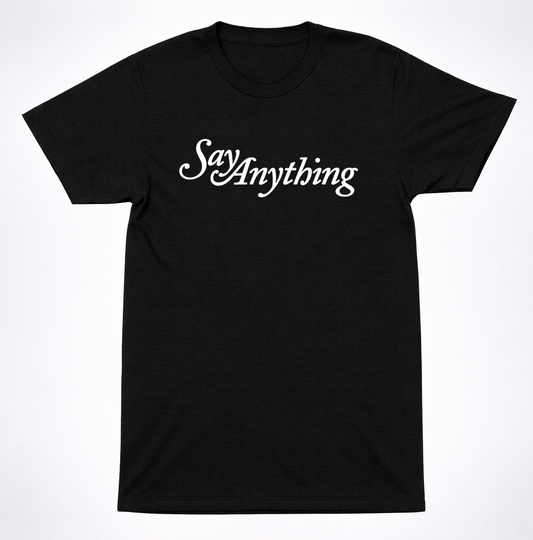 Say Anything Classic Script Logo T-Shirt Emo Pop Punk Indie Rock Band Tee