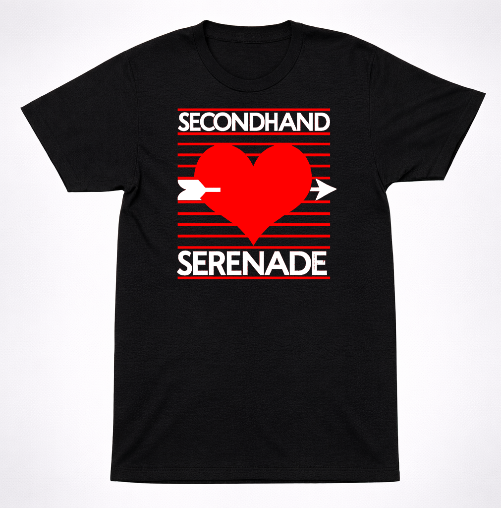 Secondhand Serenade Heart Arrow Black T-Shirt Emo Pop Rock Band Graphic Tee