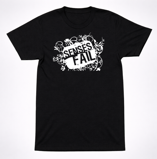 Senses Fail Floral Logo Black T-Shirt Post Hardcore Emo Screamo Band Tee