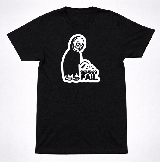 Senses Fail Grim Reaper Peeing Logo Black T-Shirt Post Hardcore Emo Band Graphic Tee