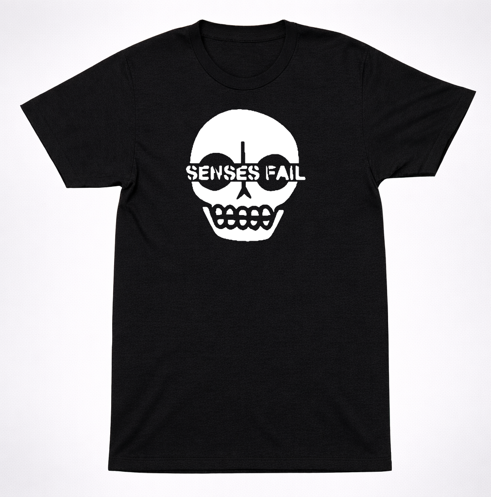 Senses Fail Skull Logo Black T-Shirt Emo Post Hardcore Band Graphic Tee
