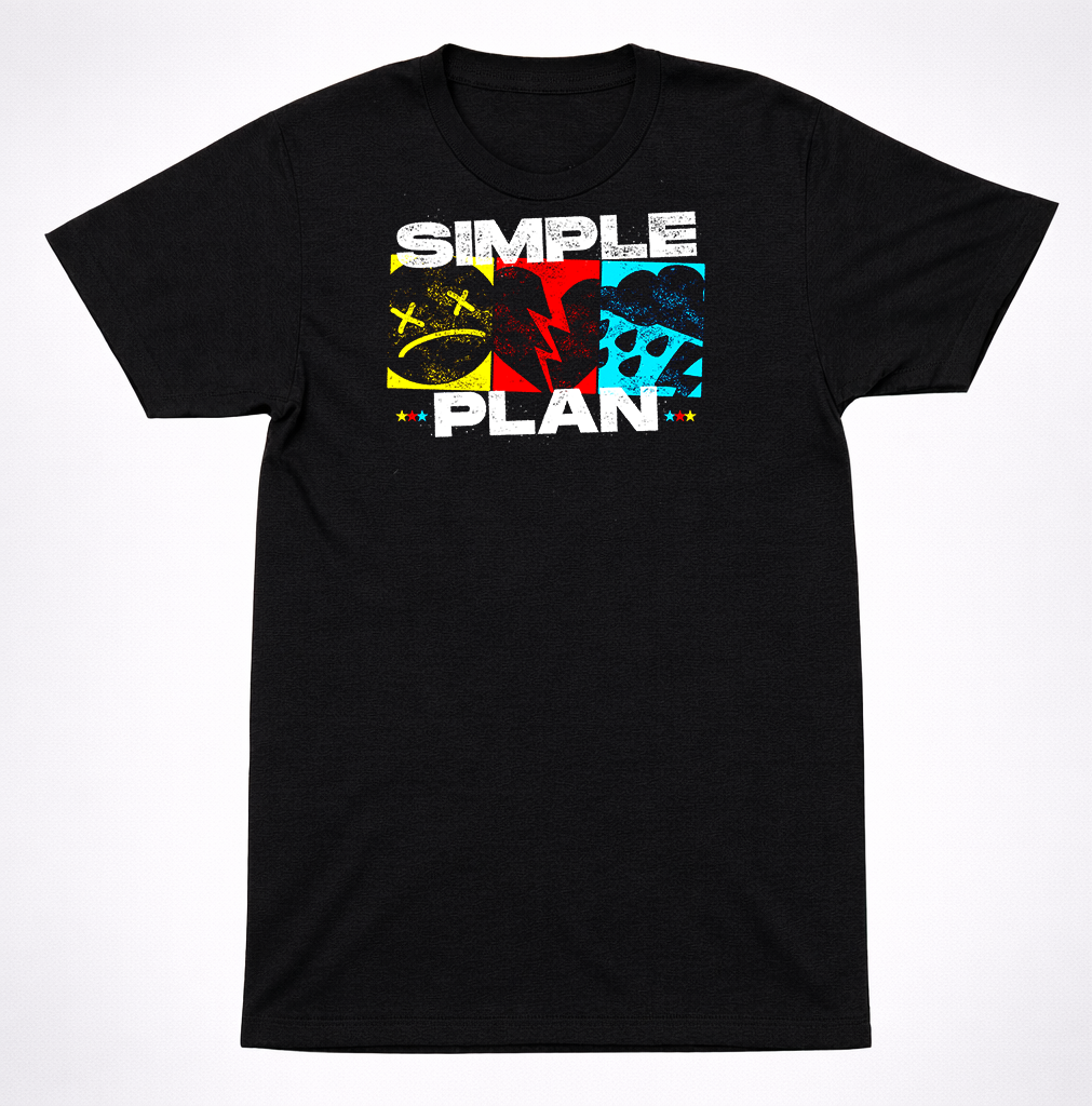 Simple Plan Sad Face Heart Weather T-Shirt Pop Punk Emo Rock Band Tee