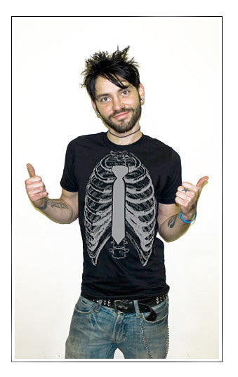 SKELETON RIBS WITH TIE funny bones halloween BGY SHIRT