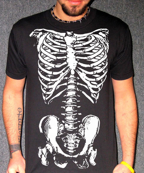 SKELETON FRONT donnie darko costume bones emo BW SHIRT