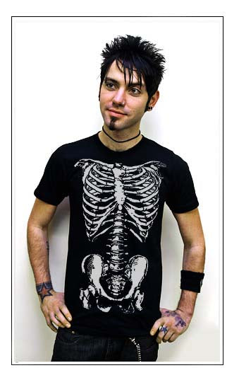 SKELETON FRONT donnie darko costume bones emo BW SHIRT