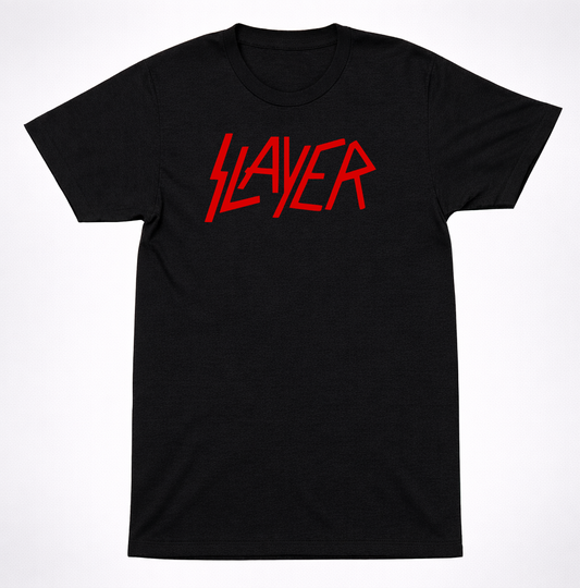 Slayer Red Lightning Logo Black T-Shirt Thrash Metal Heavy Music Graphic Tee