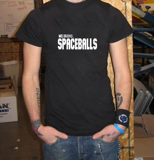 SPACEBALLS TEXT retro movie mel brooks vintage BW SHIRT