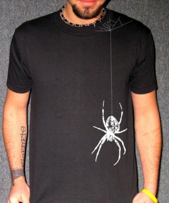 SPIDER ON SHOULDER spooky web bug funny emo scary SHIRT