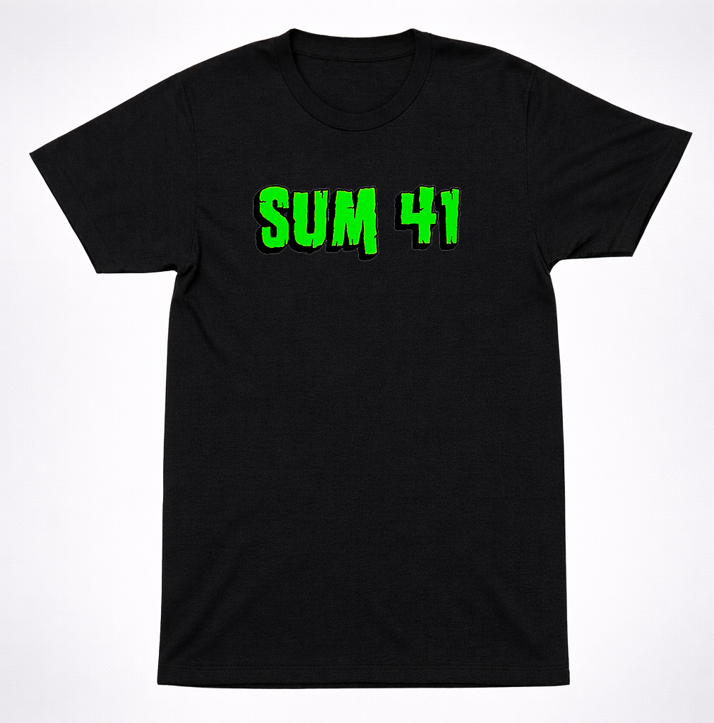 Sum 41 Sum41 Zombie Green Text Logo T-Shirt Black Neon Punk Rock Band Tee
