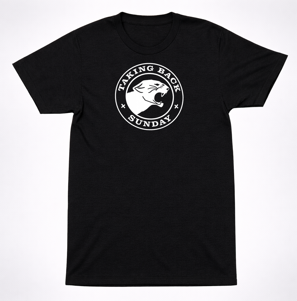 Taking Back Sunday Cat Cougar Head Circle Logo T-Shirt Emo Alternative Rock Tee