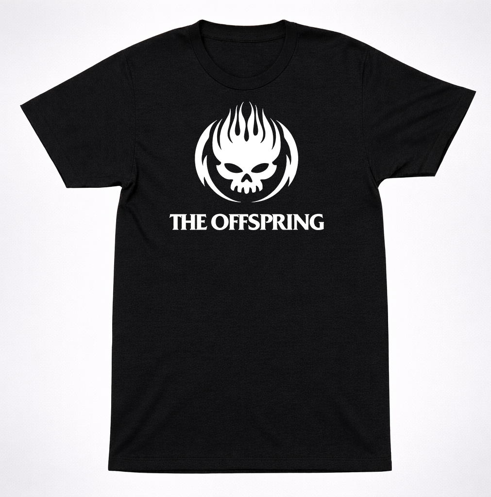 The Offspring Flaming Skull Logo Punk Rock T-Shirt Classic 90s Band Tee