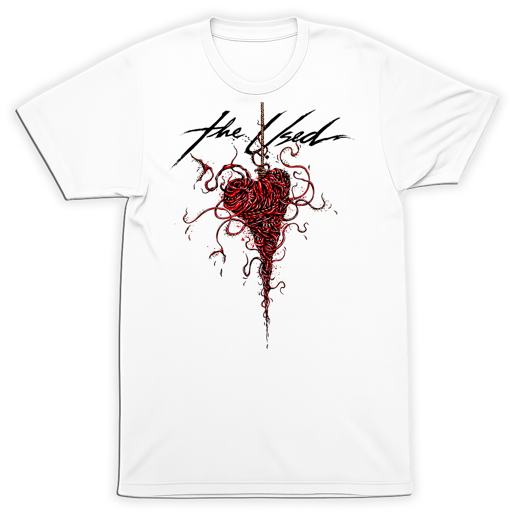 The Used Hanging Heart Veins White T-Shirt Distressed Emo Post Hardcore Band Tee