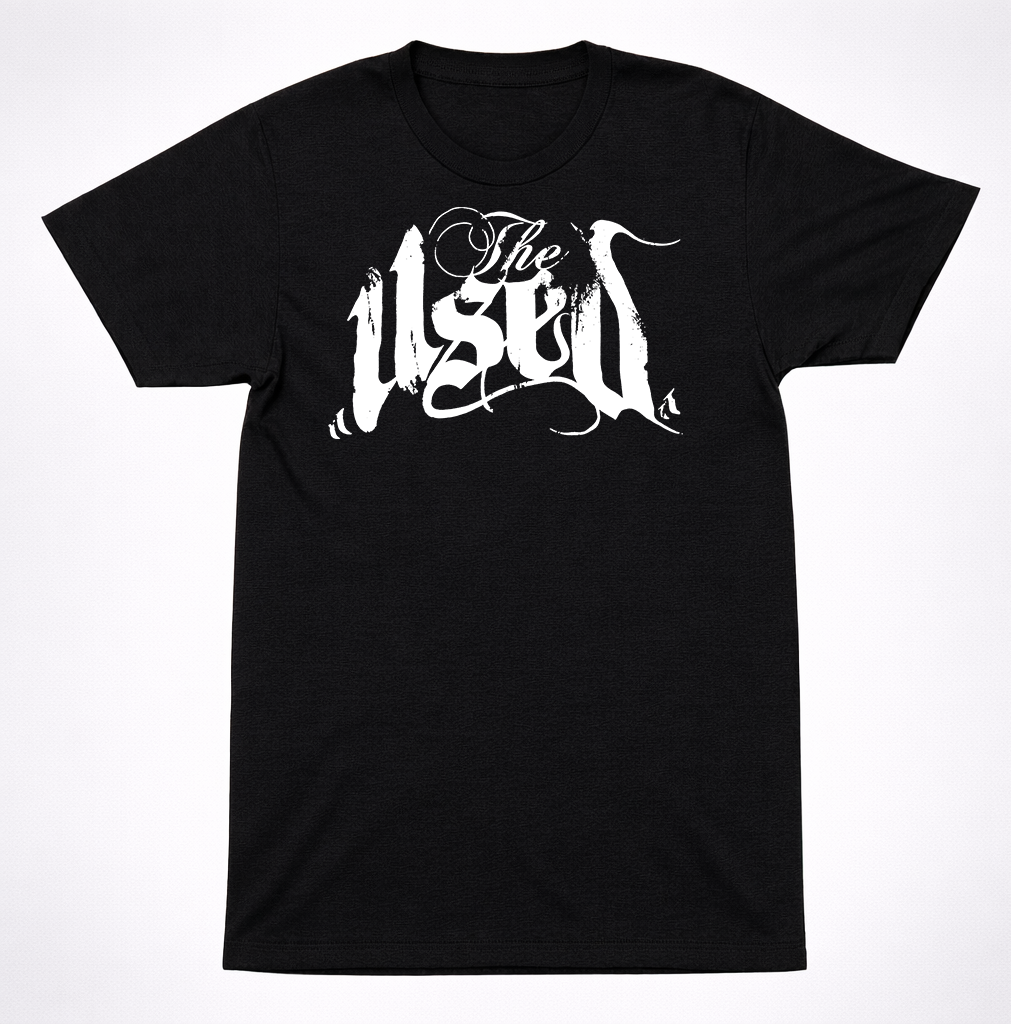 The Used Distressed Calligraphy Logo T-Shirt Gothic Emo Post Hardcore Band Tee
