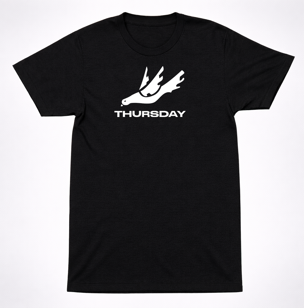 Thursday White Text Dove Logo Bird Post-Hardcore Emo Band Retro T-Shirt