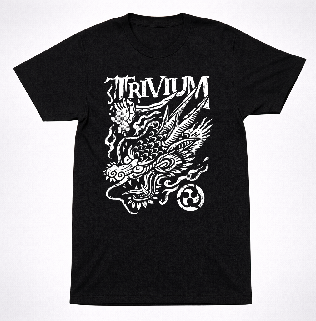 Trivium Dragon Sigil Metalcore Mythic Heavy Band Black and White T-Shirt