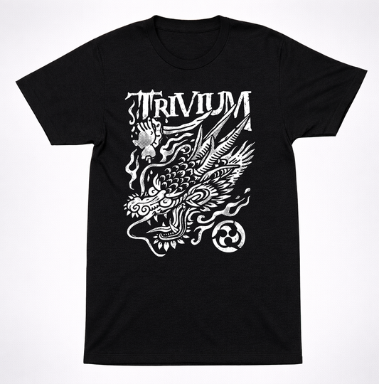 Trivium Dragon Sigil Metalcore Mythic Heavy Band Black and White T-Shirt