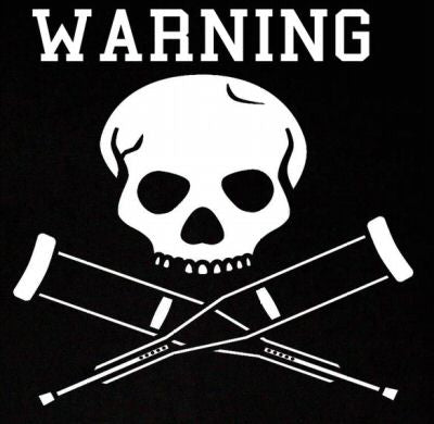 JACKASS WARNING CRUTCHES mtv extreme tv funny BW SHIRT