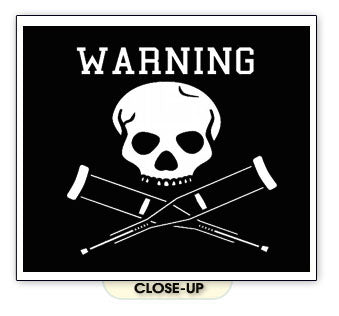 JACKASS WARNING CRUTCHES mtv extreme tv funny BW SHIRT