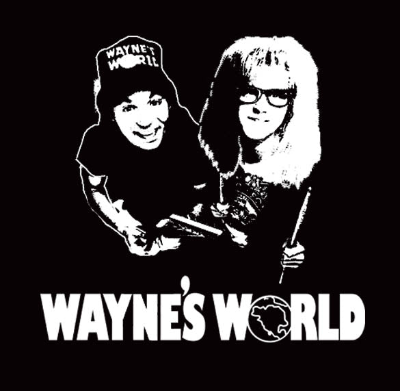 WAYNES WORLD garth rock funny comedy snl retro BW SHIRT