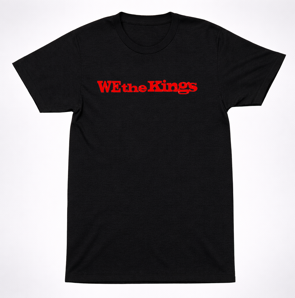 We The Kings Scratchy Graffiti splatter Text Logo T-Shirt Bold Pop Punk Emo Band Tee
