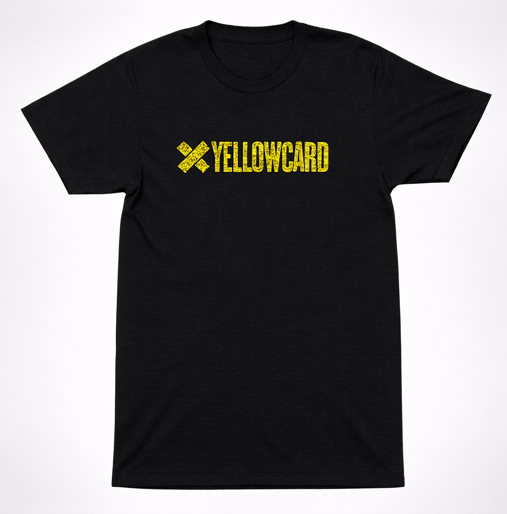 Yellowcard Patch Logo T-Shirt Yellow card Distressed Emo Pop Punk Band Tee