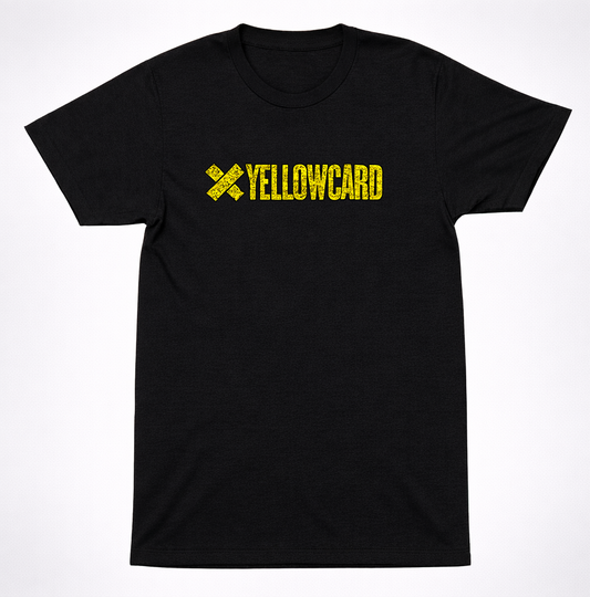 Yellowcard Patch Logo T-Shirt Yellow card Distressed Emo Pop Punk Band Tee