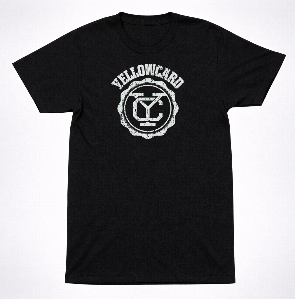 Yellowcard Collegiate Seal Logo T-Shirt | Distressed Emo Pop Punk Band Tee